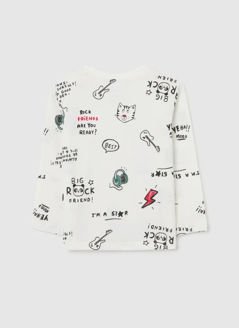 او في اس OVS White Pure Cotton Regular Fit Baby T-Shirt